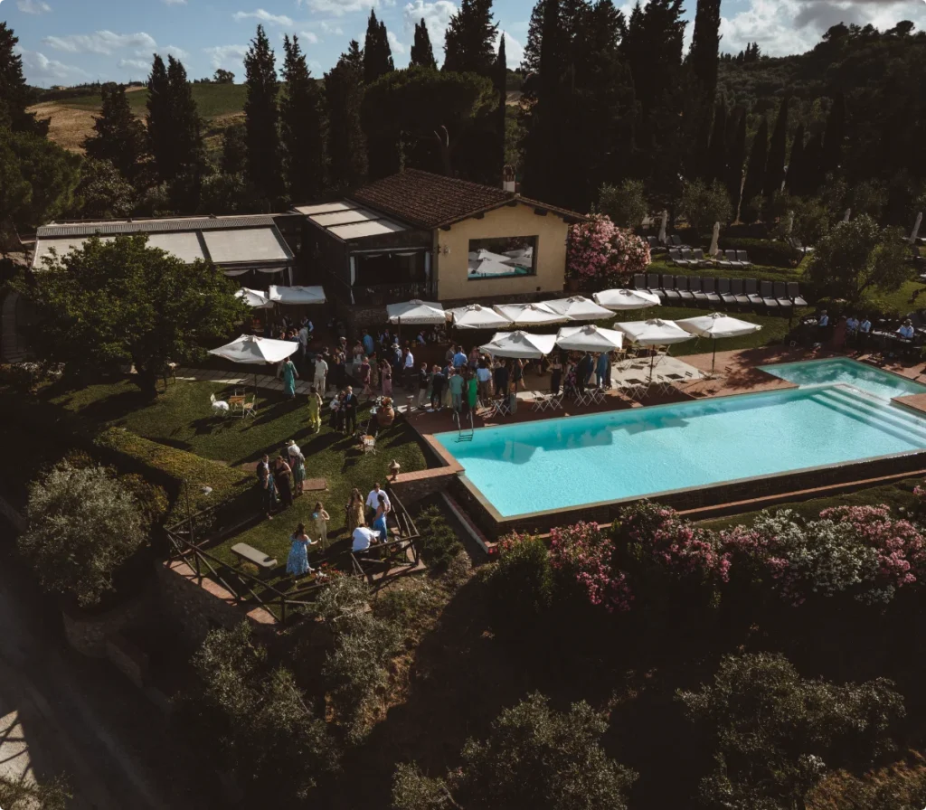 Aperitivo drinks poolside at Borgo Divino